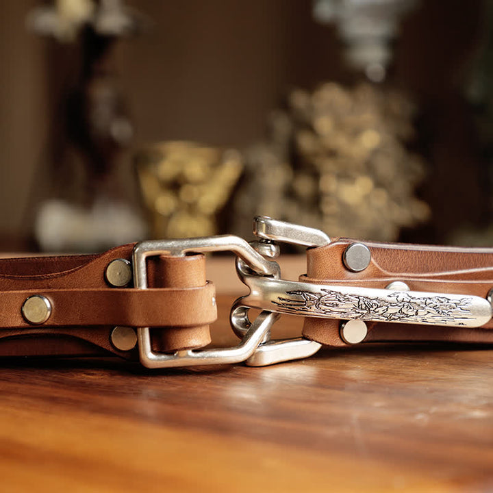 Cintura in pelle da cavalleria western da uomo