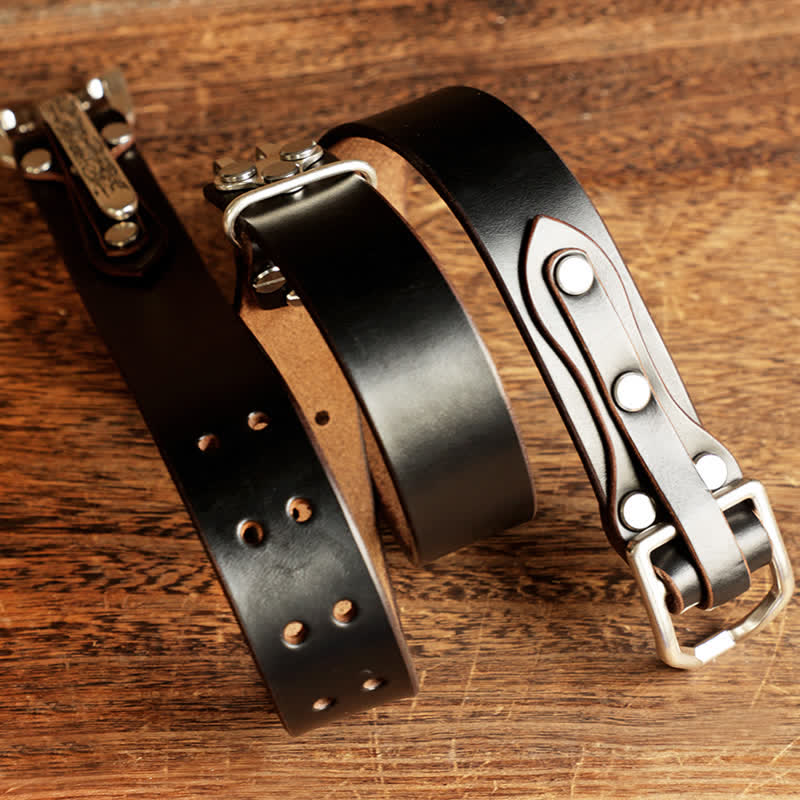Cintura in pelle da cavalleria western da uomo