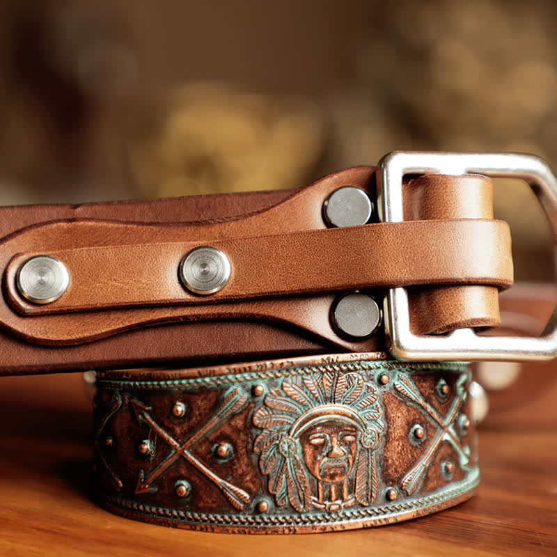 Cintura in pelle da cavalleria western da uomo