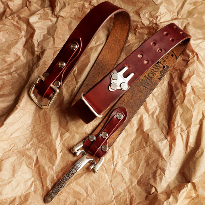 Cintura in pelle da cavalleria western da uomo
