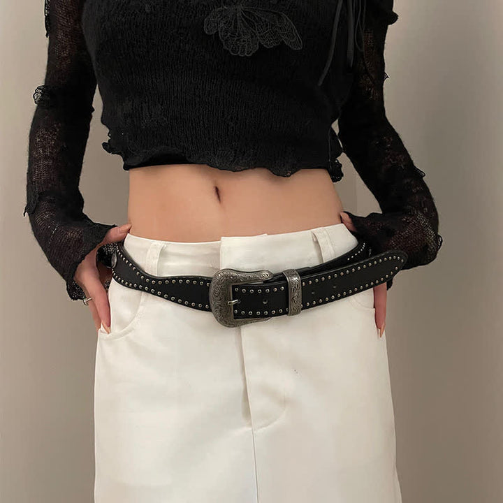 Cintura in pelle con borchie nere Advanced Chic da donna