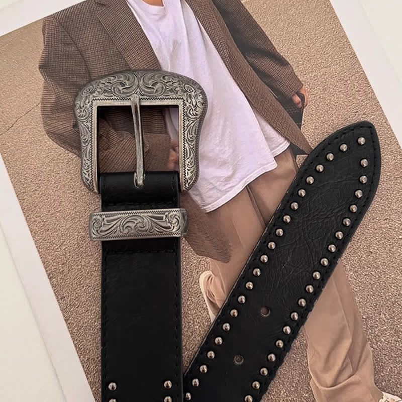 Cintura in pelle con borchie nere Advanced Chic da donna