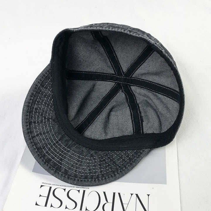 Cappellino da baseball casual in denim di cotone con cuciture bianche