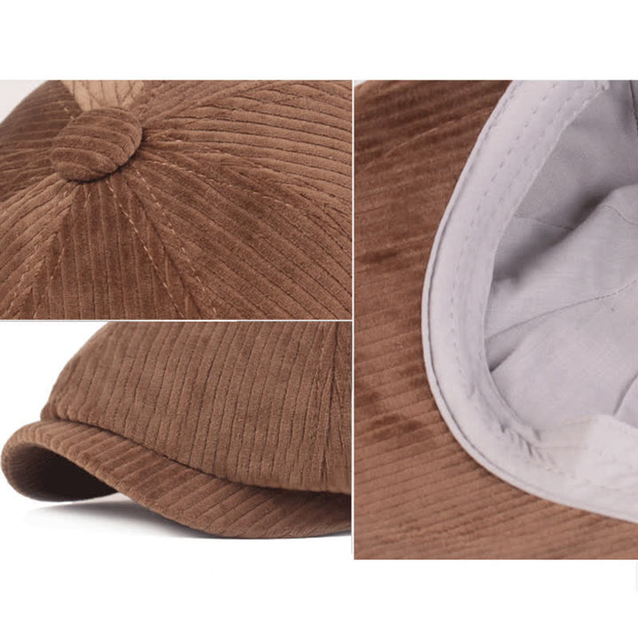 Cappello basco a righe in velluto a coste con visiera corta - image 2