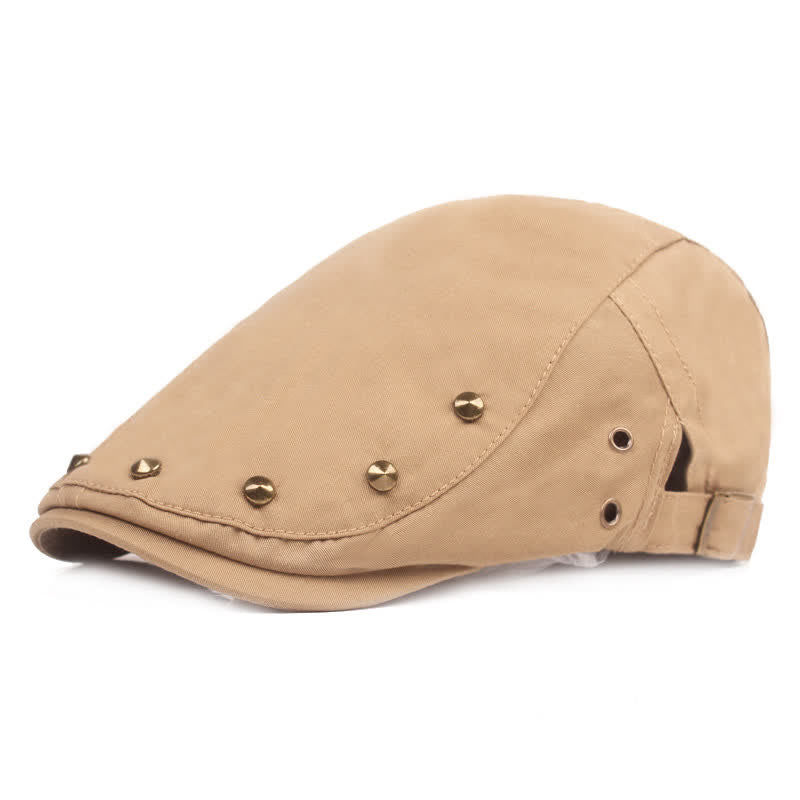 Cappello da giornalaio con borchie e rivetti punk alla moda - Cachi - Regolabile (21 5/8"-23 1/4") - image 2