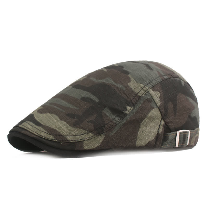 Cappello basco piatto da giornalaio con motivo mimetico - Verde militare - Regolabile (21 5/8"-23 5/8") - image 6