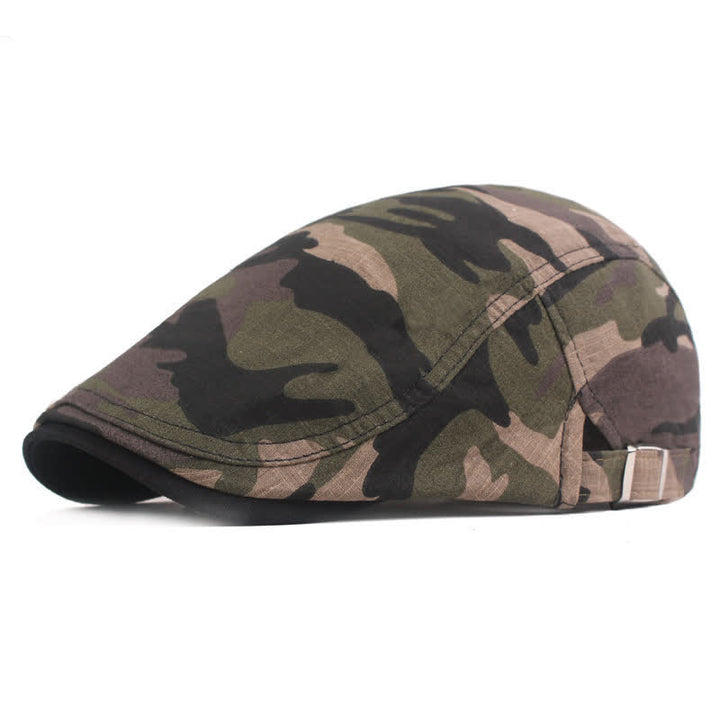 Cappello basco piatto da giornalaio con motivo mimetico