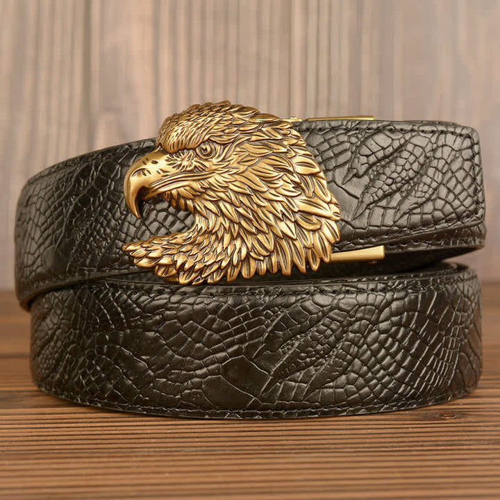 Cintura da uomo in pelle con motivo a artiglio di alligatore Eagle Cool - Oro e nero - 44 - image 8