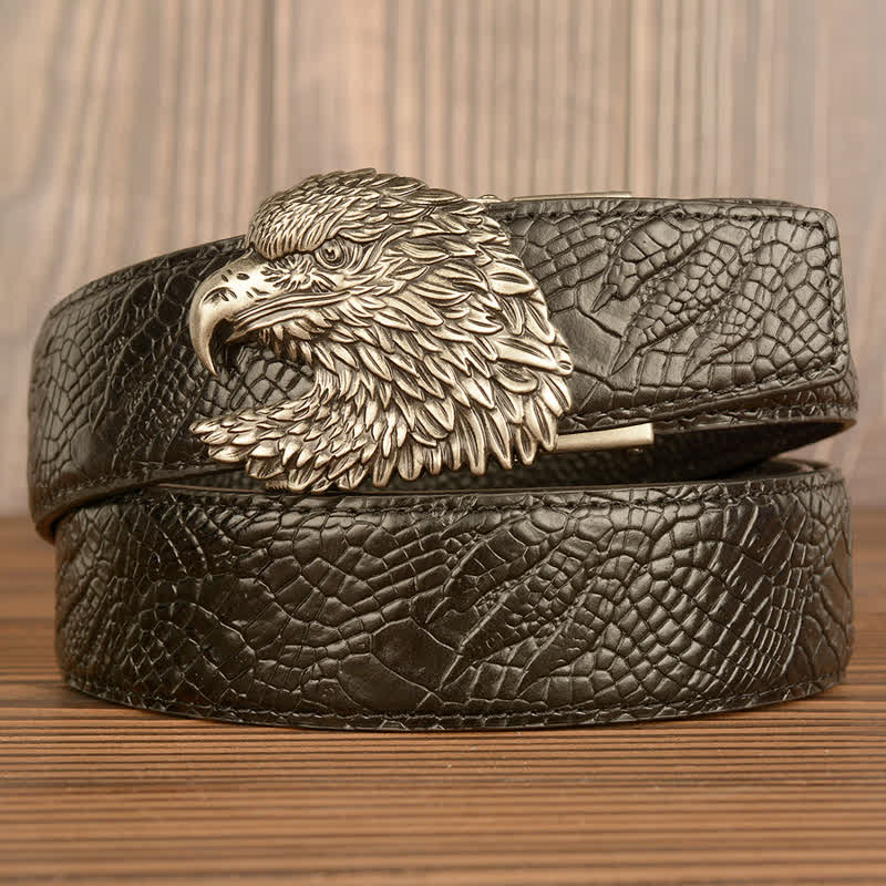 Cintura da uomo in pelle con motivo a artiglio di alligatore Eagle Cool - Argento e nero - 44 - image 15