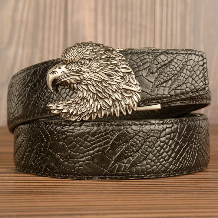 Cintura da uomo in pelle con motivo a artiglio di alligatore Eagle Cool - Argento e nero - 44 - image 15