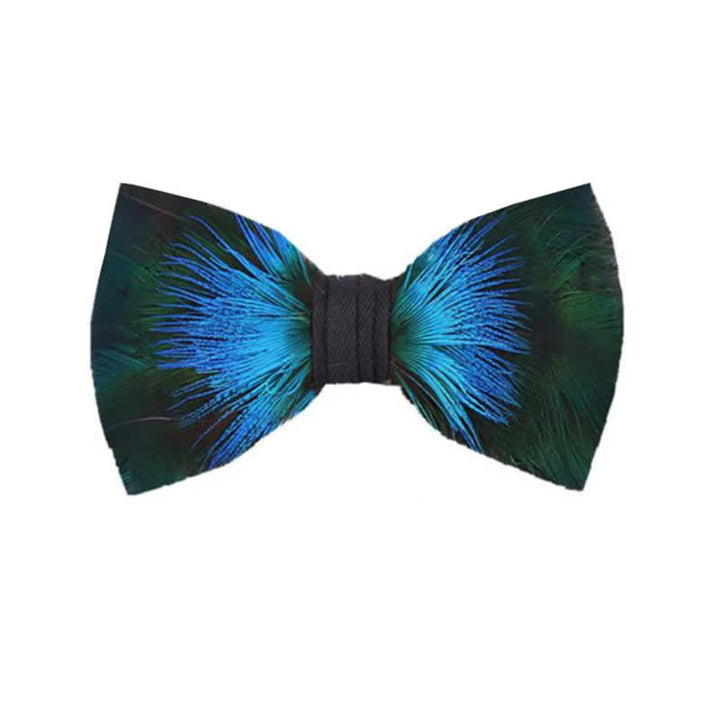 Papillon Aurora Blue & Green Feather con spilla da bavero