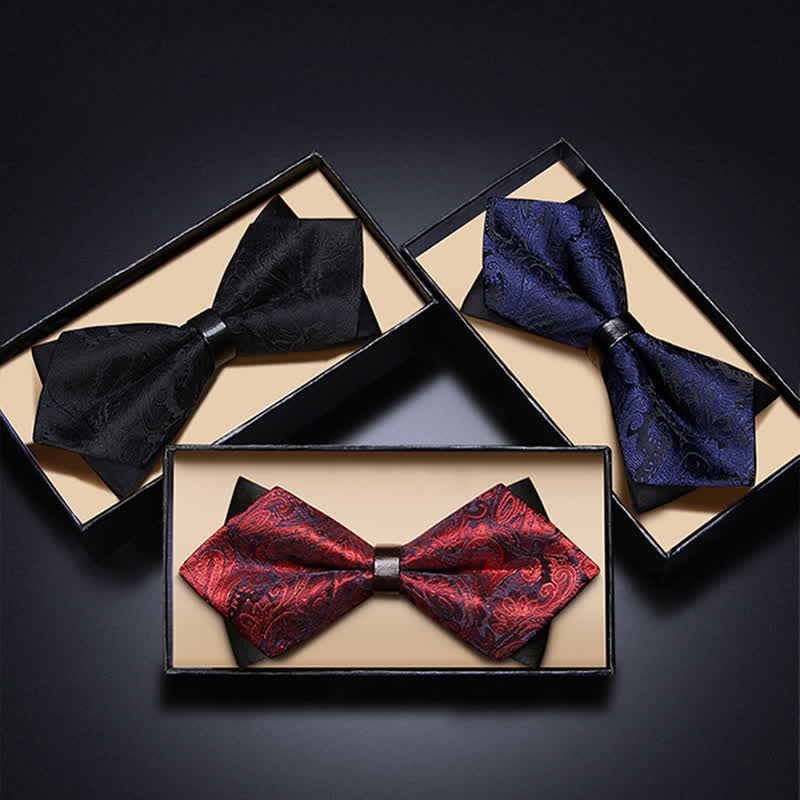 Papillon con motivo Paisley a doppio strato da uomo alla moda