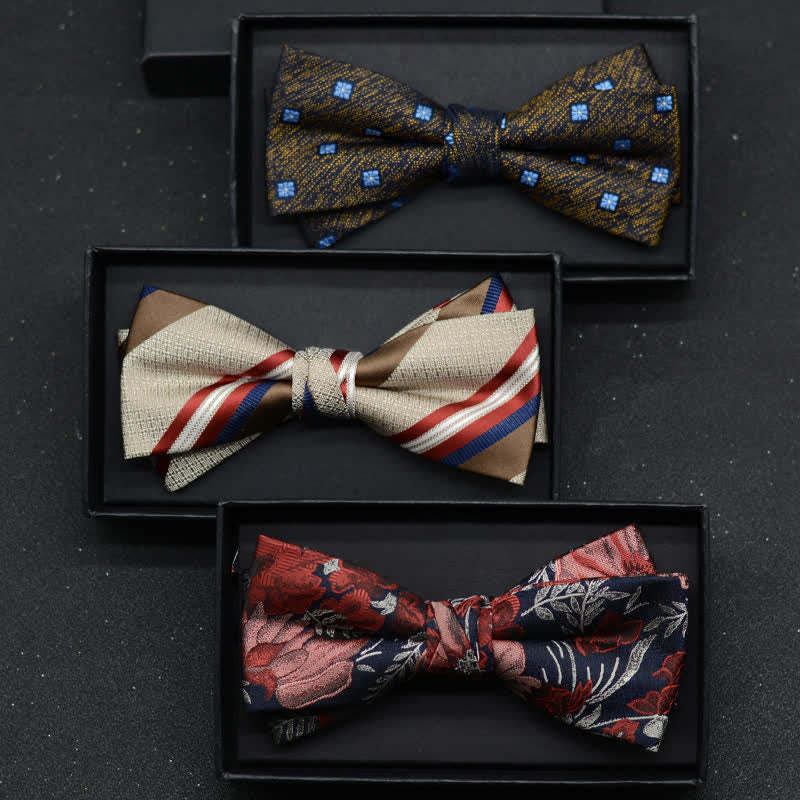Set di 2 fazzoletti con papillon e motivo floreale elegante da uomo