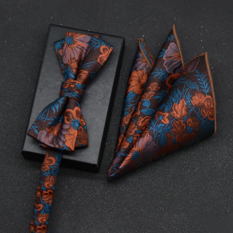 Set di 2 fazzoletti con papillon e motivo floreale elegante da uomo