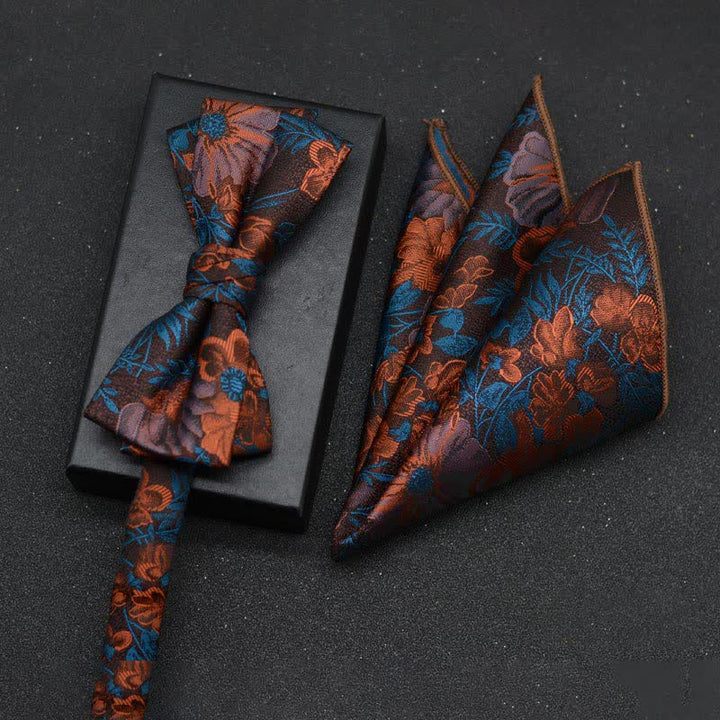 Set di 2 fazzoletti con papillon e motivo floreale elegante da uomo