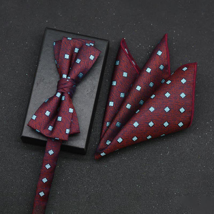 Set di 2 fazzoletti con papillon e motivo floreale elegante da uomo