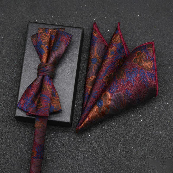 Set di 2 fazzoletti con papillon e motivo floreale elegante da uomo