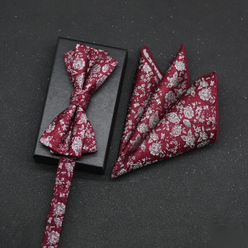 Set di 2 fazzoletti con papillon e motivo floreale elegante da uomo