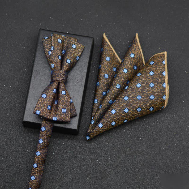 Set di 2 fazzoletti con papillon e motivo floreale elegante da uomo