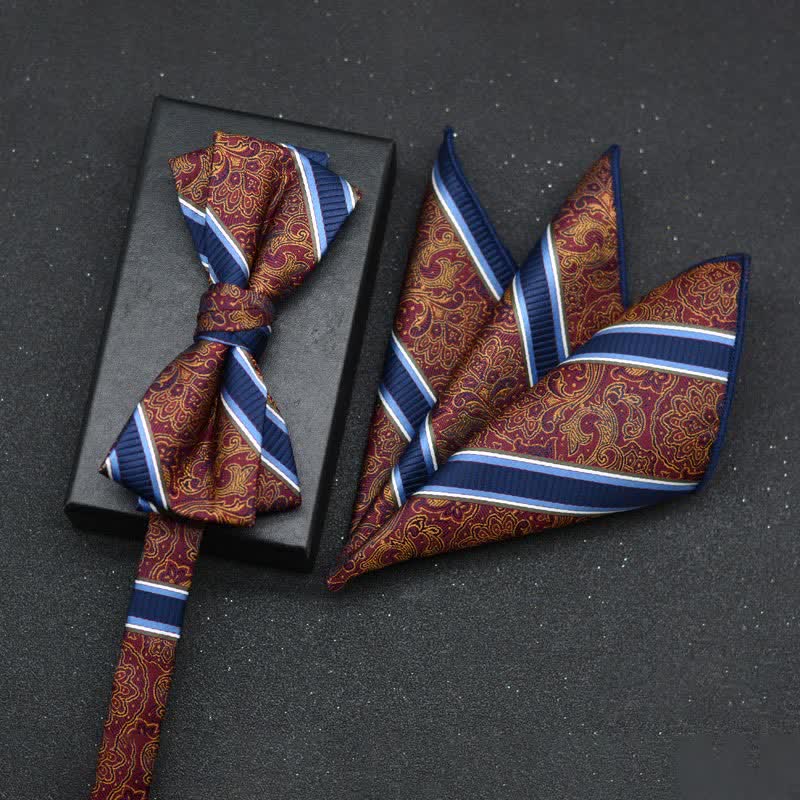 Set di 2 fazzoletti con papillon e motivo floreale elegante da uomo