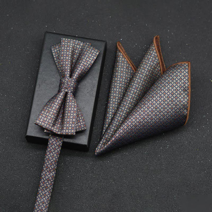 Set di 2 fazzoletti con papillon e motivo floreale elegante da uomo