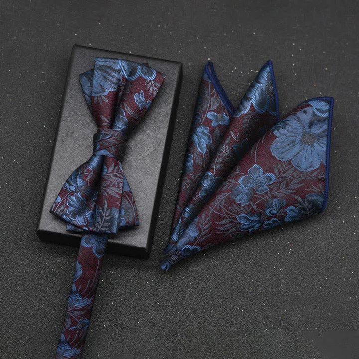 Set di 2 fazzoletti con papillon e motivo floreale elegante da uomo