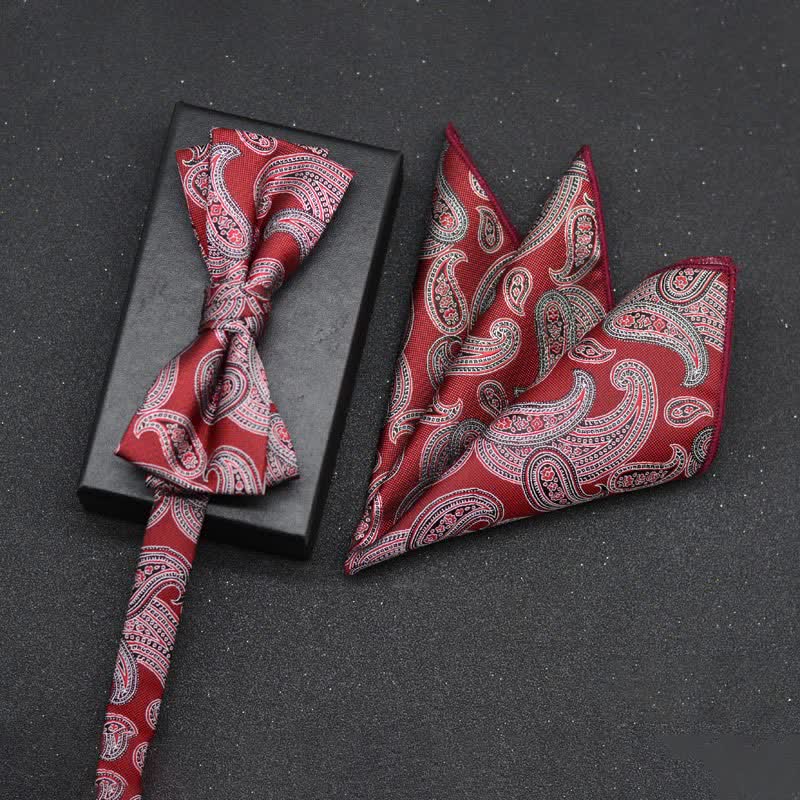 Set di 2 fazzoletti con papillon e motivo floreale elegante da uomo