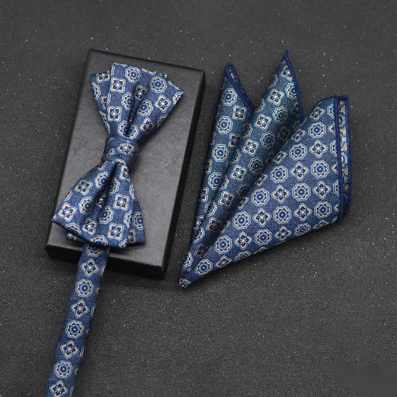 Set di 2 fazzoletti con papillon e motivo floreale elegante da uomo