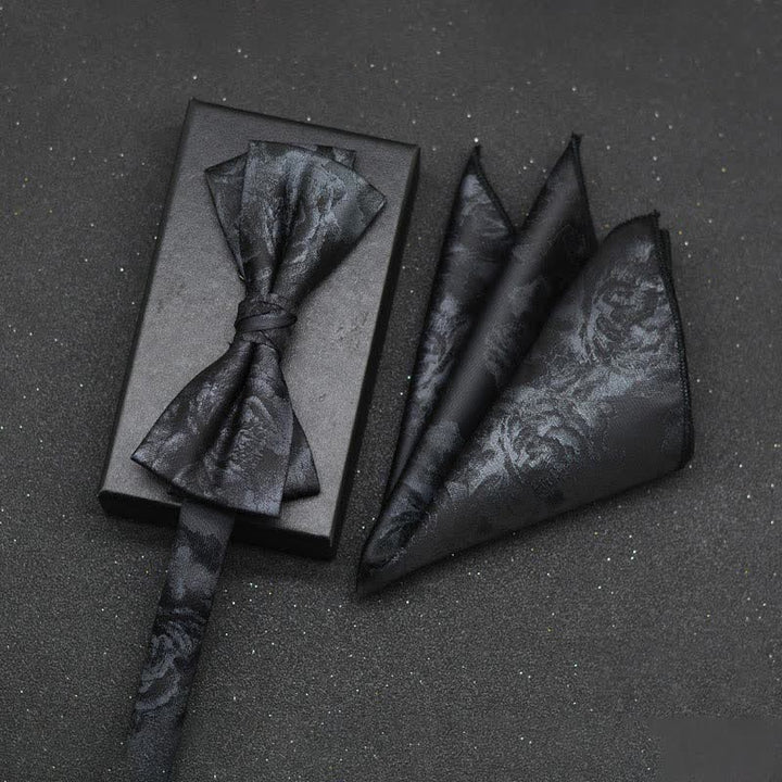 Set di 2 fazzoletti con papillon e motivo floreale elegante da uomo