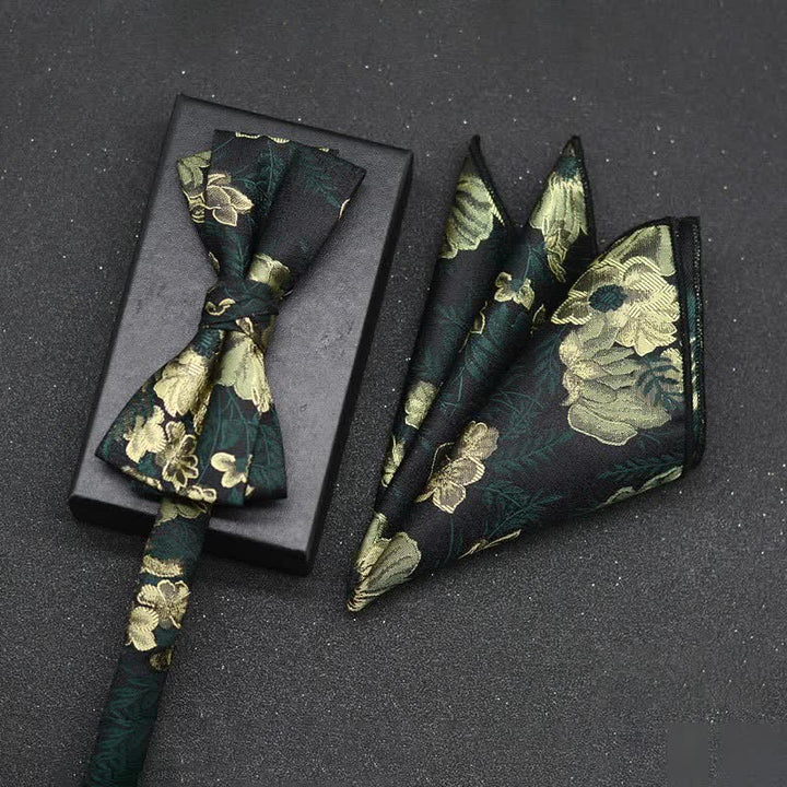 Set di 2 fazzoletti con papillon e motivo floreale elegante da uomo