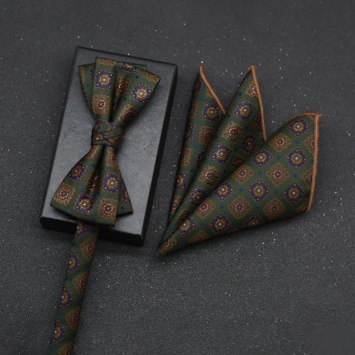 Set di 2 fazzoletti con papillon e motivo floreale elegante da uomo