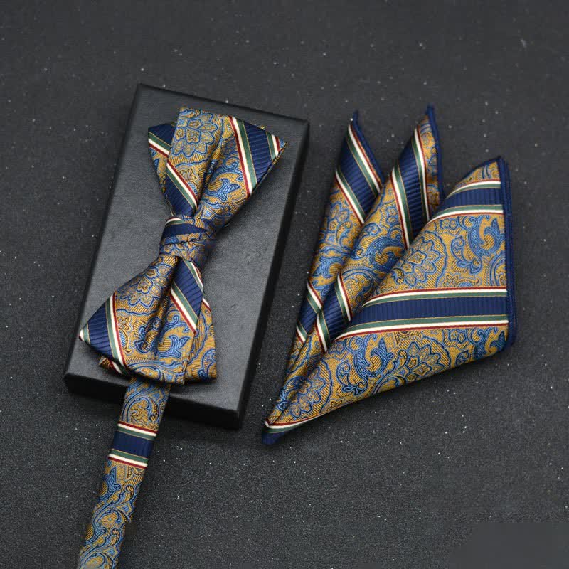 Set di 2 fazzoletti con papillon e motivo floreale elegante da uomo