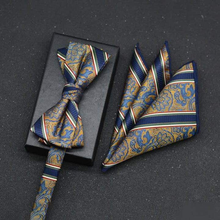 Set di 2 fazzoletti con papillon e motivo floreale elegante da uomo