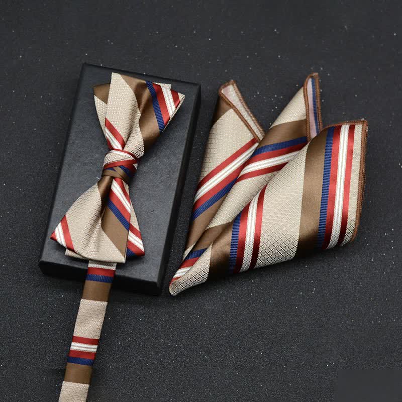 Set di 2 fazzoletti con papillon e motivo floreale elegante da uomo