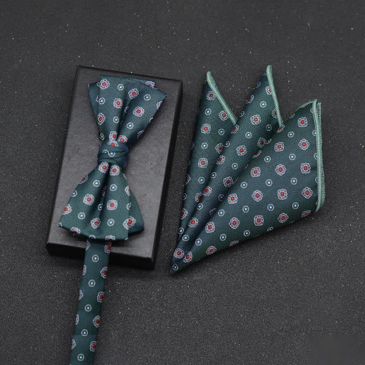 Set di 2 fazzoletti con papillon e motivo floreale elegante da uomo