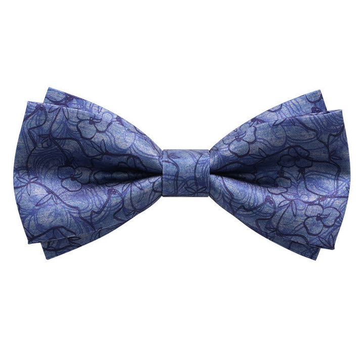 Papillon doppio strato dipinto a fiori blu da uomo