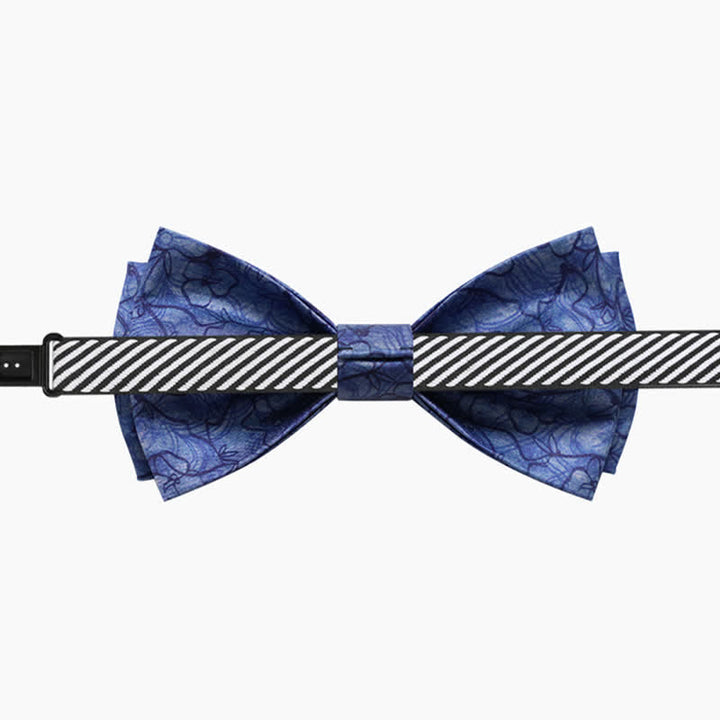 Papillon doppio strato dipinto a fiori blu da uomo