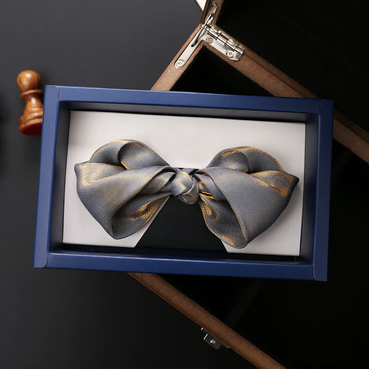 Papillon da uomo grigio brillante con forma unica piegata