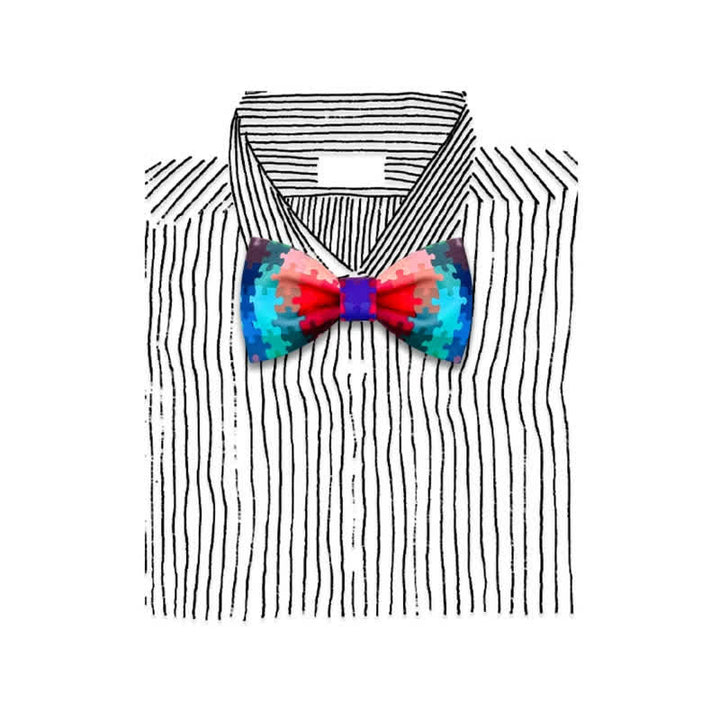 Papillon con stampa puzzle multicolore da uomo