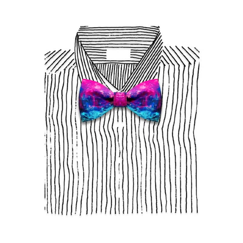 Papillon da uomo con pittura a olio viola e blu fantastico - image 3