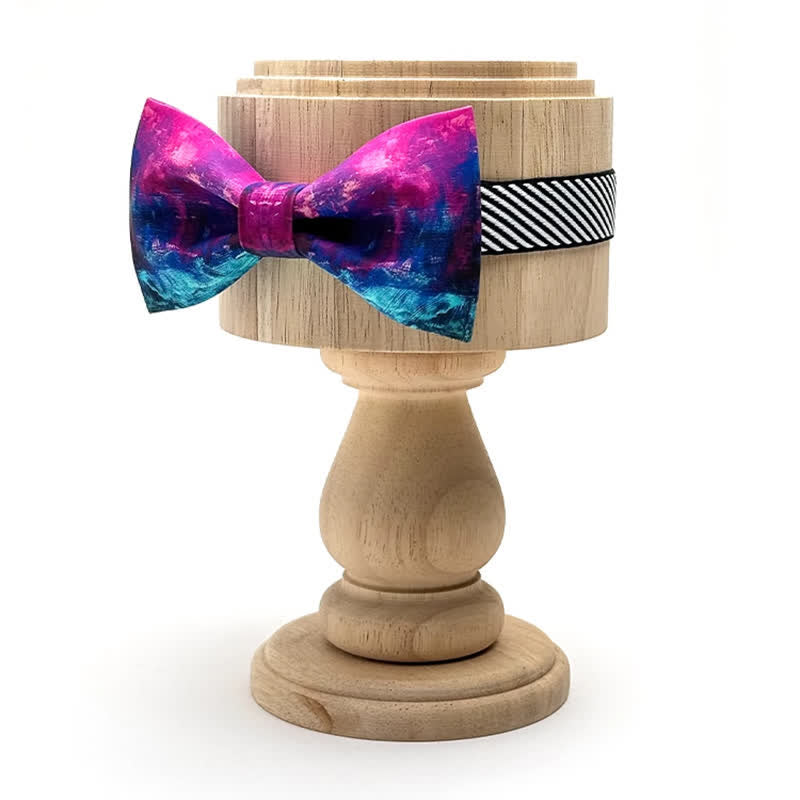Papillon da uomo con pittura a olio viola e blu fantastico
