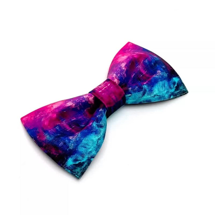 Papillon da uomo con pittura a olio viola e blu fantastico