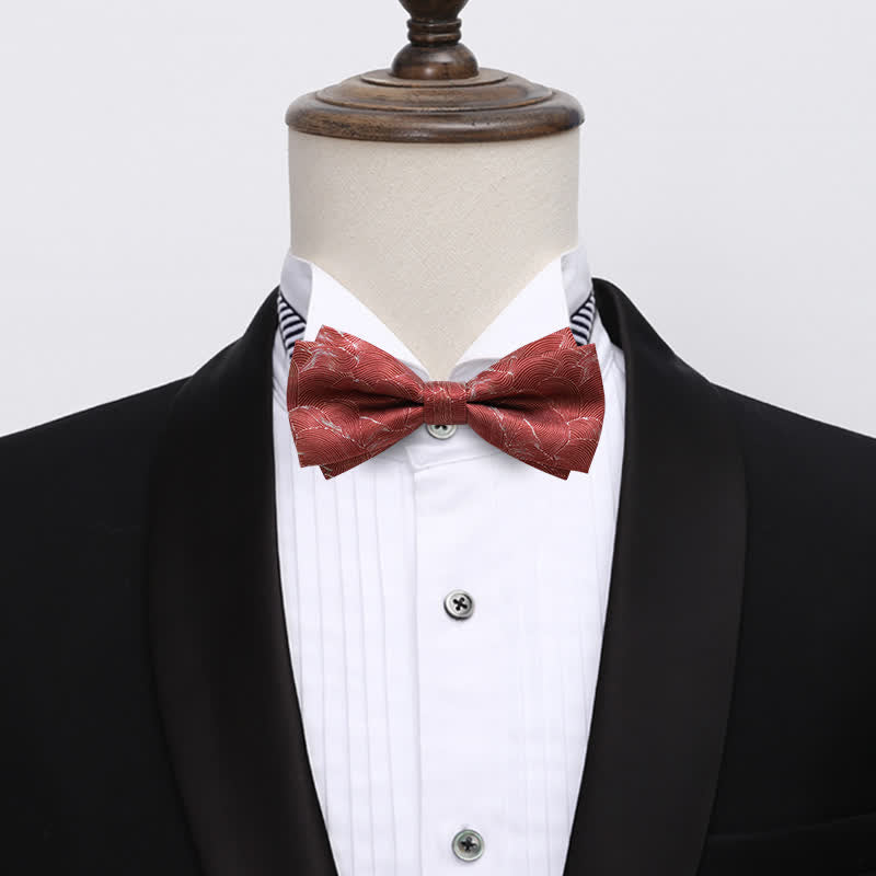 Papillon da uomo per matrimonio formale stampato con onda rossa - image 1