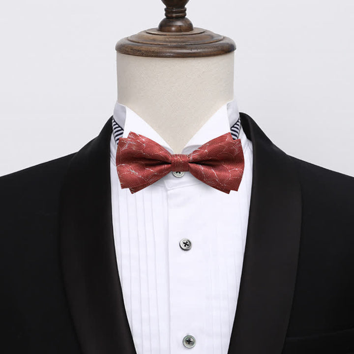 Papillon da uomo per matrimonio formale stampato con onda rossa - image 1