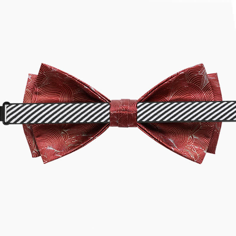 Papillon da uomo per matrimonio formale stampato con onda rossa - image 5