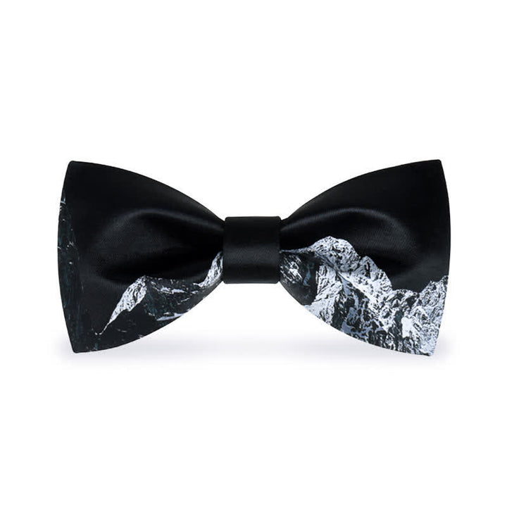 Papillon da uomo con stampa di montagna innevata in bianco e nero - Nero - image 0