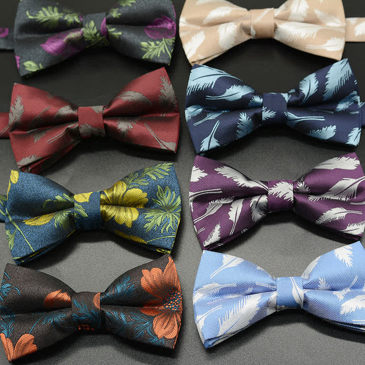 Papillon casual quotidiano da uomo con motivo floreale e piume