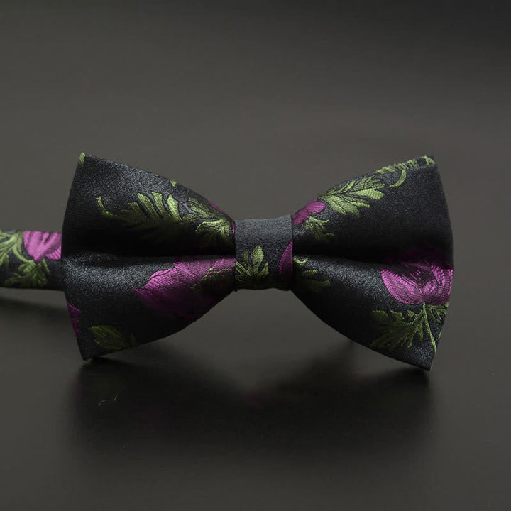 Papillon casual quotidiano da uomo con motivo floreale e piume - Fiore nero - image 10