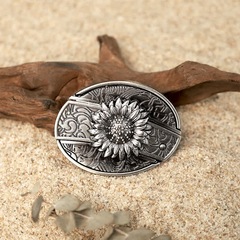 Set di fibbie per cintura in pelle con coltello pieghevole nascosto fai da te Flower Deer
