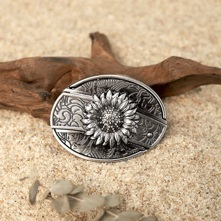 Set di fibbie per cintura in pelle con coltello pieghevole nascosto fai da te Flower Deer